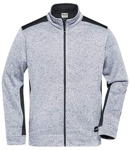 Veste polaire tricot de travail - Homme - JN862 - blanc mélange noir