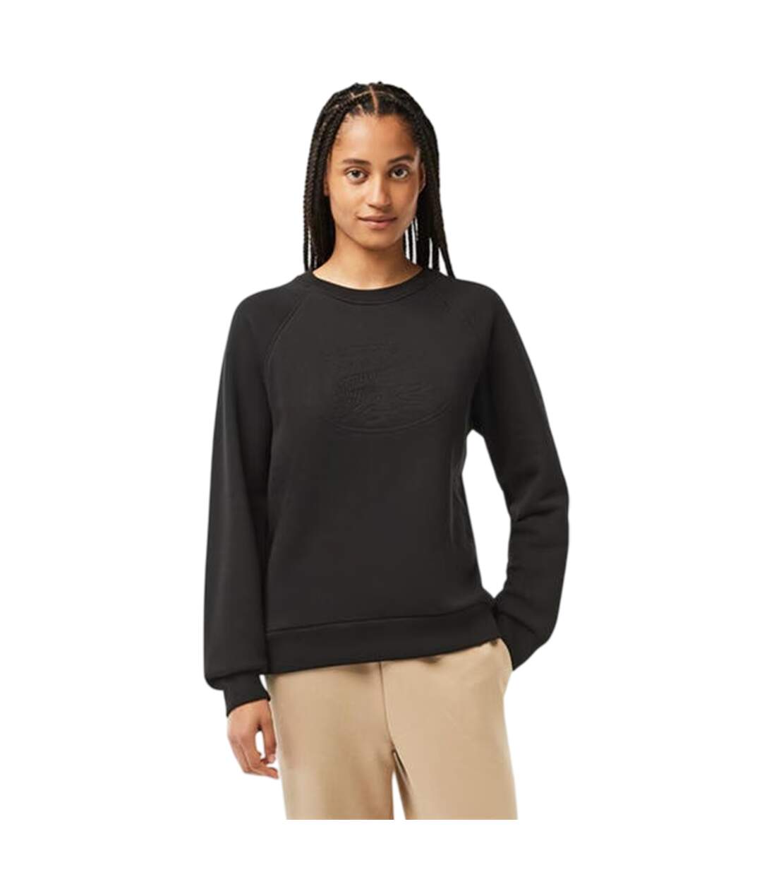 Womens/ladies Embroidered Logo Relaxed Fit Sweatshirt Black Lacoste-4