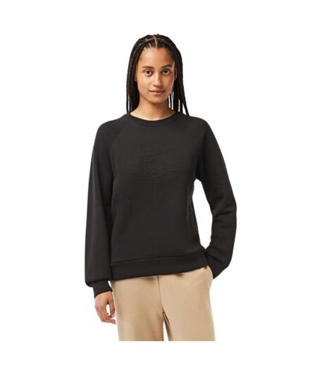 Womens/ladies Embroidered Logo Relaxed Fit Sweatshirt Black Lacoste