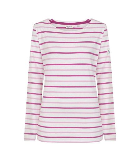 Womens/ladies Breton Colour Stripe Long-sleeved T-shirt Pink Lazy Jacks