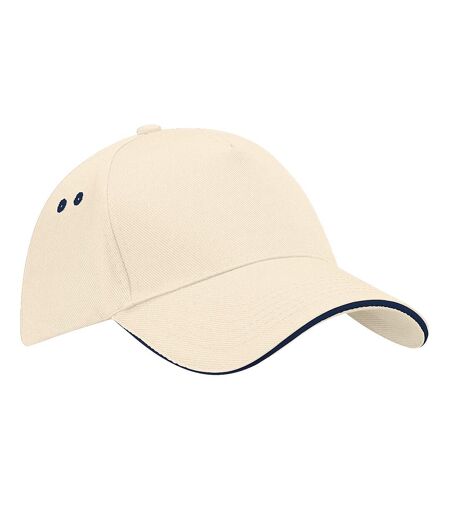 Casquette 100% coton adulte unisexe blanc cassé/bleu marine Beechfield