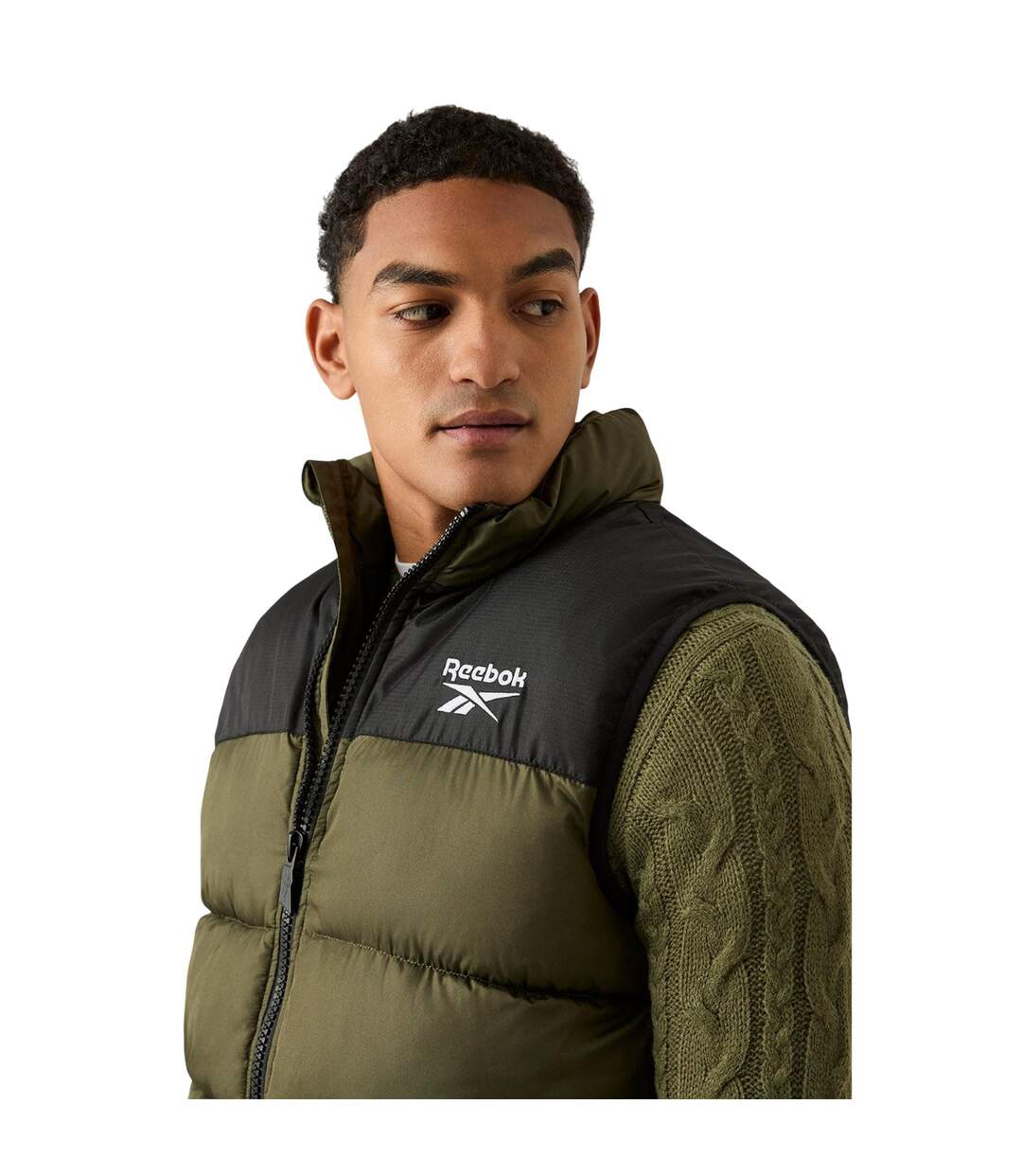 Doudoune Sans Manches Motif/style Matelassé Homme Olive Reebok-4