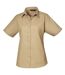 Premier Short Sleeve Poplin Blouse/Plain Work Shirt (Khaki)