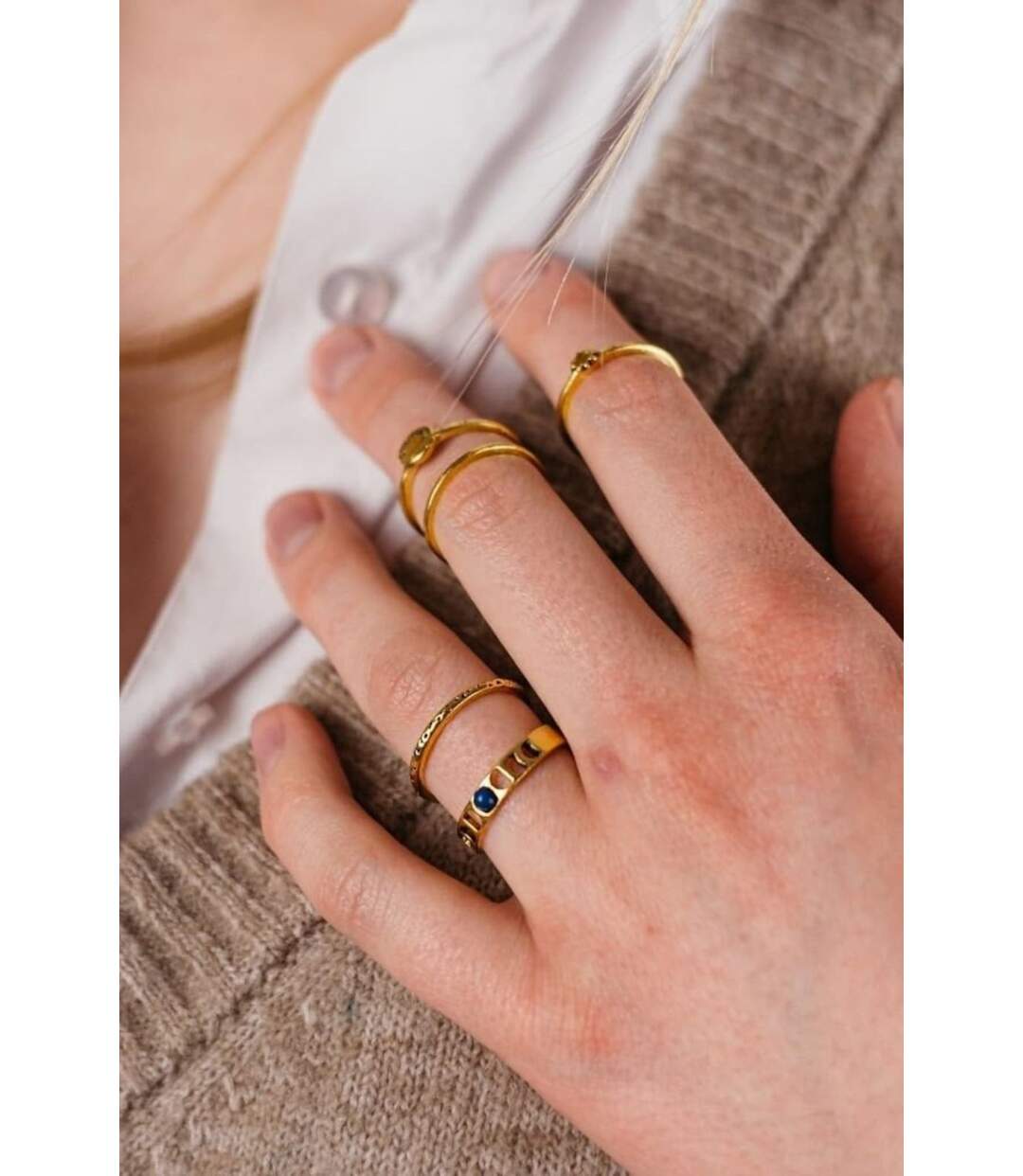 5 Pcs Set Golden Bohemian Vintage Tribal Metallic Fashion Fingers Rings-2