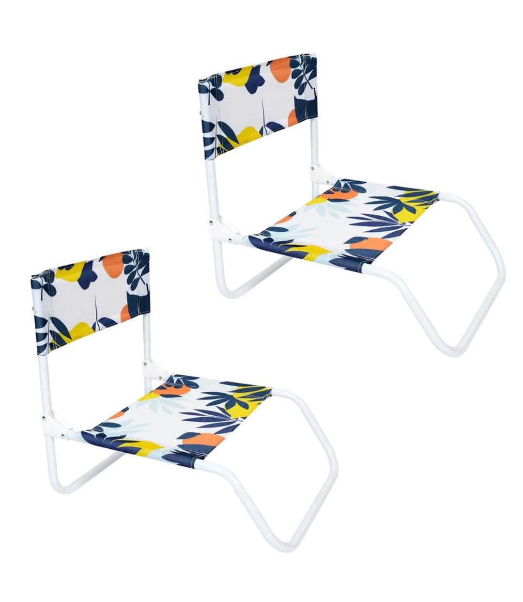 Lot de 2 Chaises de plage pliante Rio - Bleu, Orange et Jaune-1