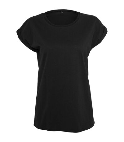 Build Your Brand Womens/Ladies Extended Shoulder T-Shirt (Black)