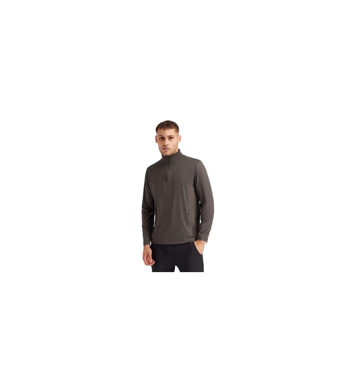 Haut De Sport Extensible À Col Montant Zippé Motif/style Panneau Contrasté Lawrie Homme Anthracite Chiné Trespass-1