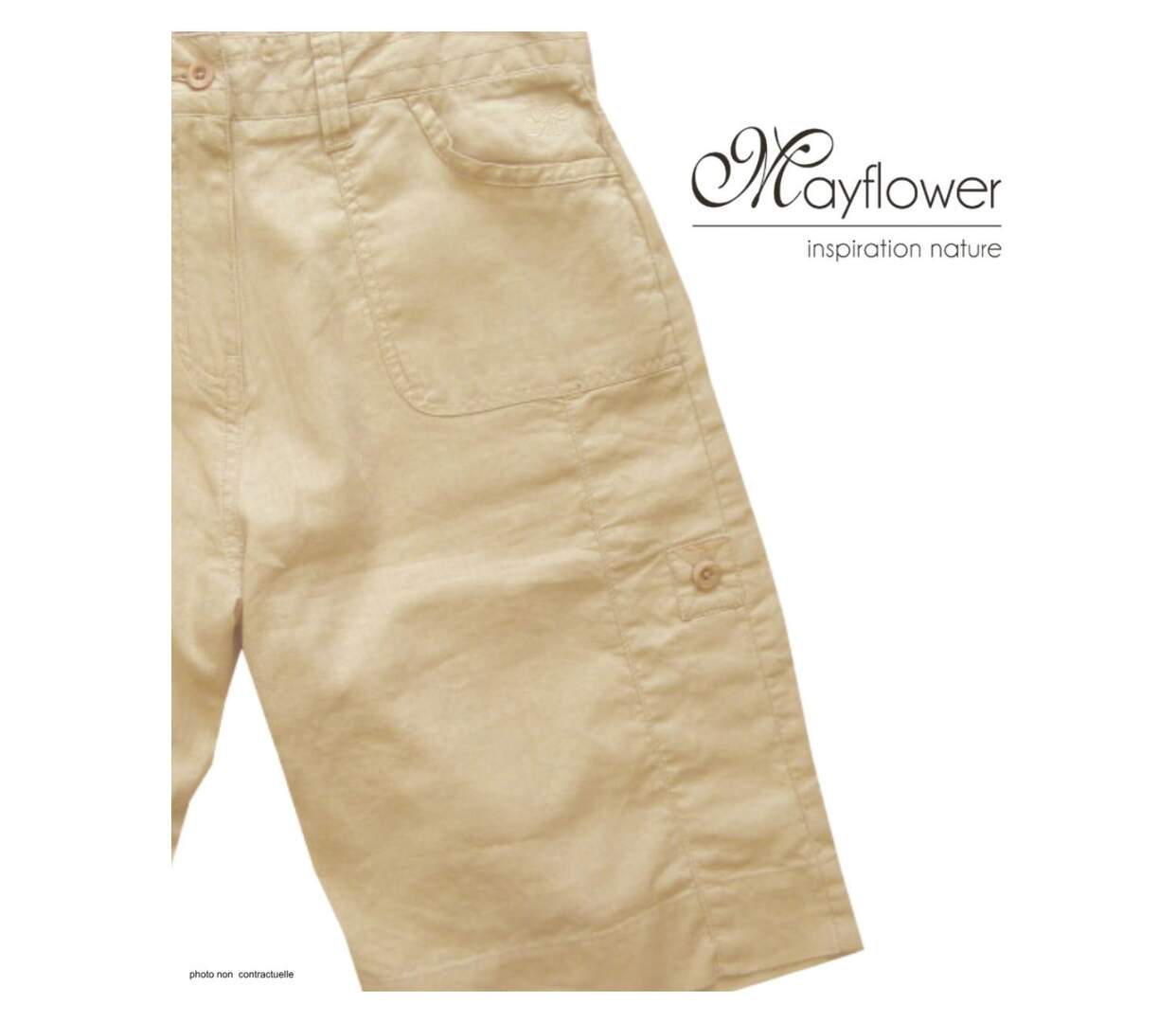 MAYFLOWER BELLAB - Bermuda en lin et coton Beige : la touche de chic naturel-4