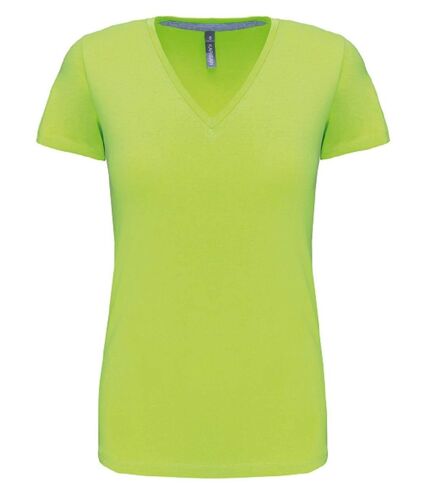 T-shirt manches courtes col V - K381 - vert lime - femme