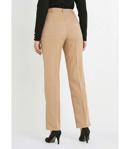 Pantalon droit uni taille semi élastiquée