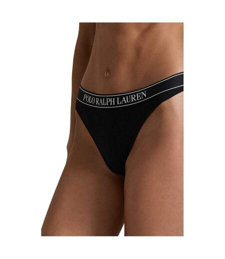 Womens/ladies Polo Cotton Blend Thong Black Ralph Lauren