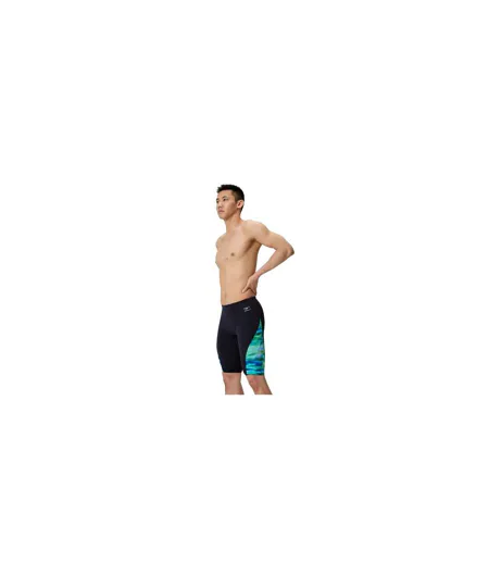 Mens Spliced Printed Endurance+ Jammer Shorts Turquoise Black Speedo