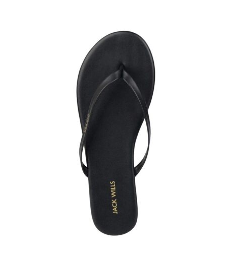 Womens/ladies Synthetic Flat Flip Flops Black Jack Wills