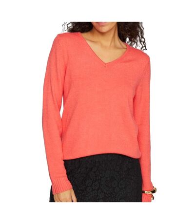 Pull Col V Rose Fluo Femme Vila 69 - 3XL