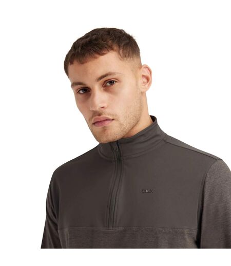 Haut De Sport Extensible À Col Montant Zippé Motif/style Panneau Contrasté Lawrie Homme Anthracite Chiné Trespass