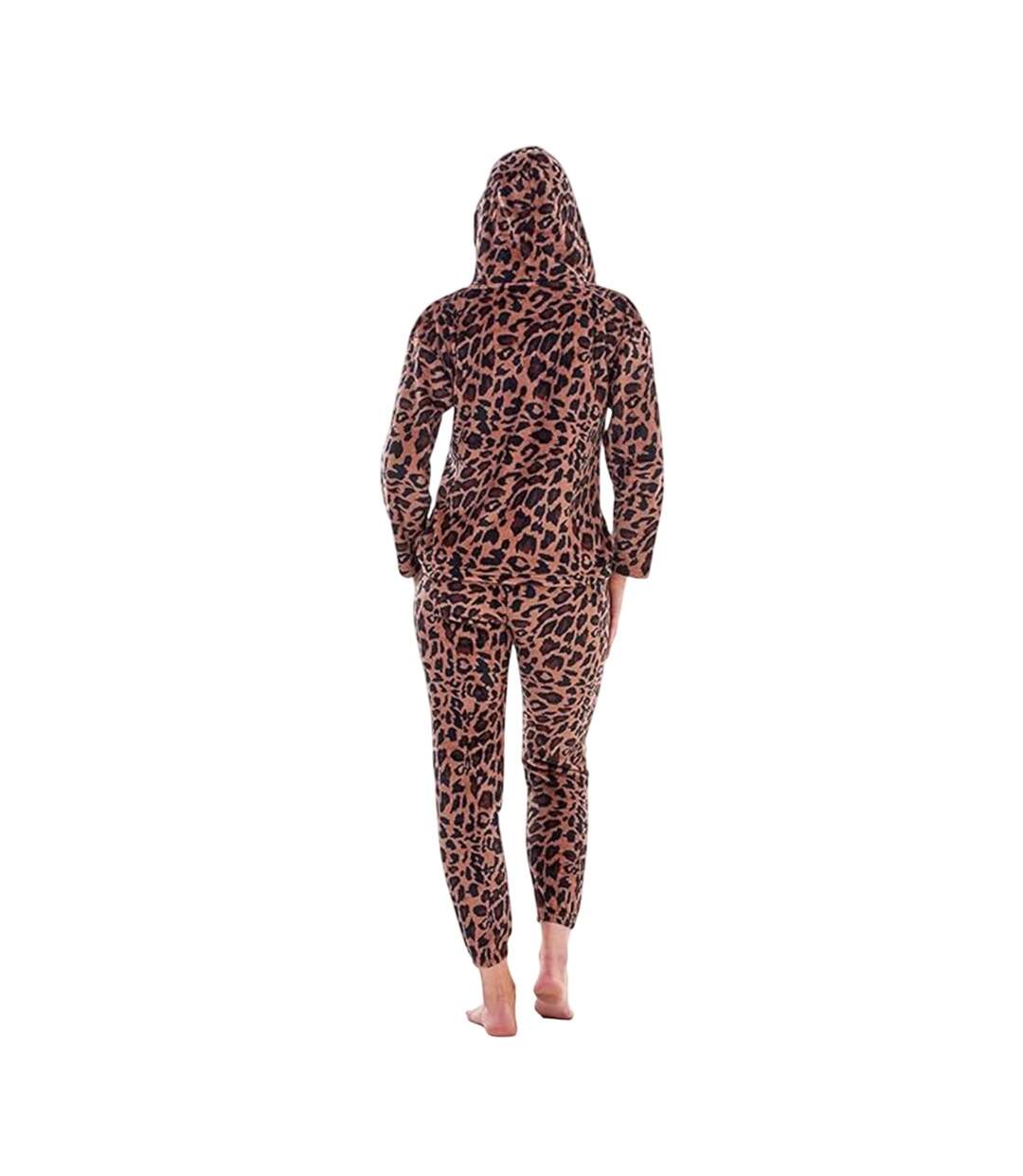 Ensemble De Pyjama Long Motif/style Imprimé Léopard Femme Marron Noir Keanu-3