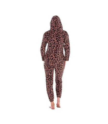 Ensemble De Pyjama Long Motif/style Imprimé Léopard Femme Marron Noir Keanu