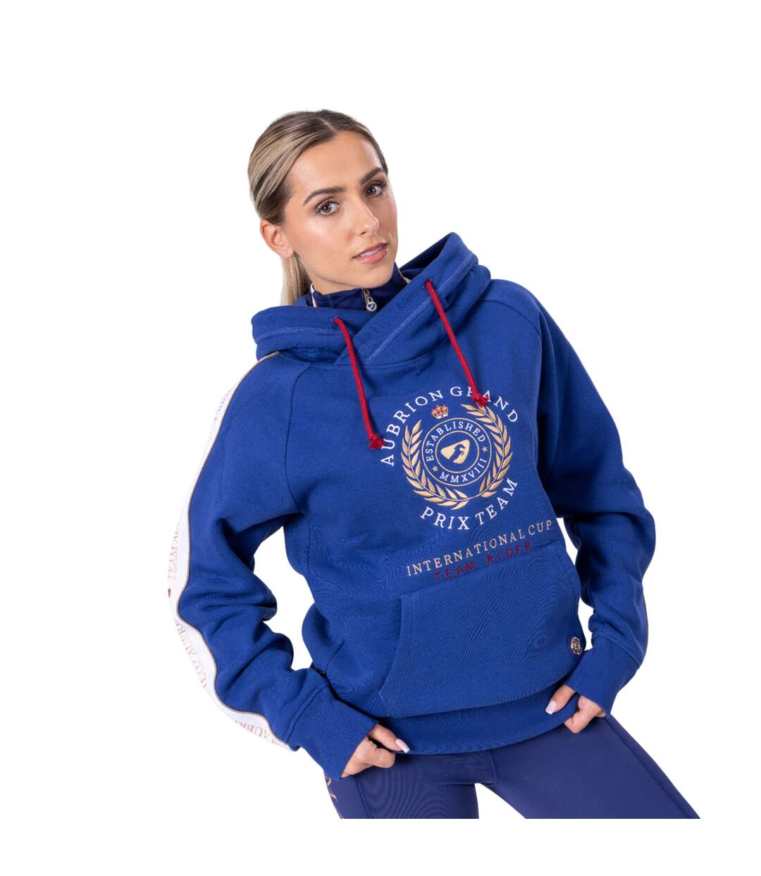 Sweat à capuche team femme bleu marine Aubrion