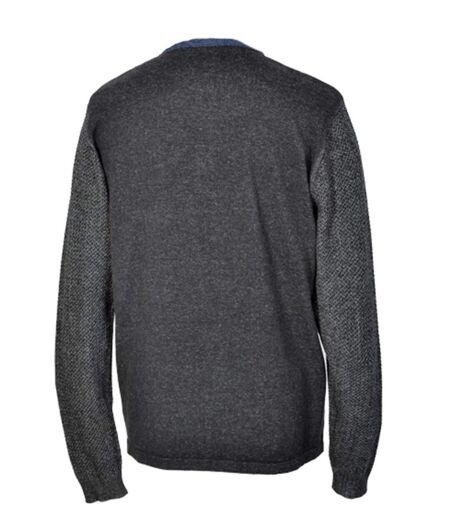 Sweat manches longues homme col tunisien de couleur gris