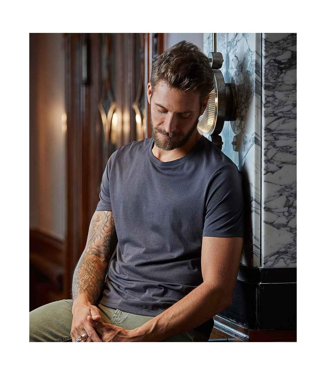 Mens luxury cotton t-shirt dark grey Tee Jays-4