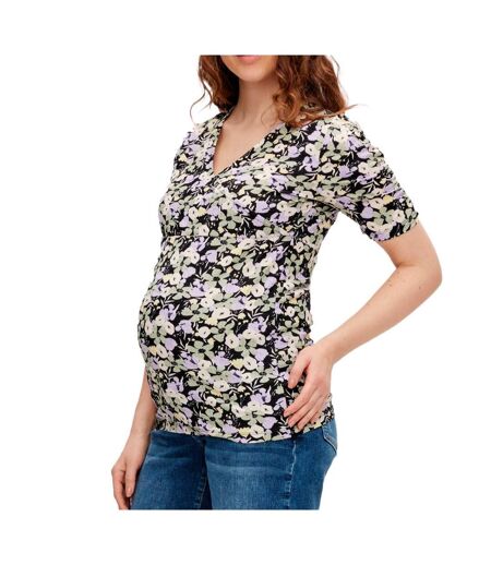 Blouse violette/noire/jaune femme mamalicious janice - l