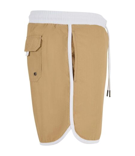 Short De Bain Motif/style Rétro Homme Blanc Beige Urban Classics