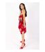 Robe courte chic fines bretelles cache cœur TESSA fleurie rouge Coton Du Monde