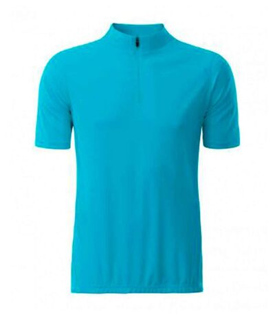 maillot cycliste zippé - HOMME - JN512 - bleu turquoise