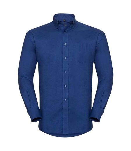 Mens oxford easy-care long-sleeved formal shirt bright royal blue Russell Collection