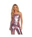 Womens/ladies Faux Leather Cropped Corset Top Pink Missy Empire-3