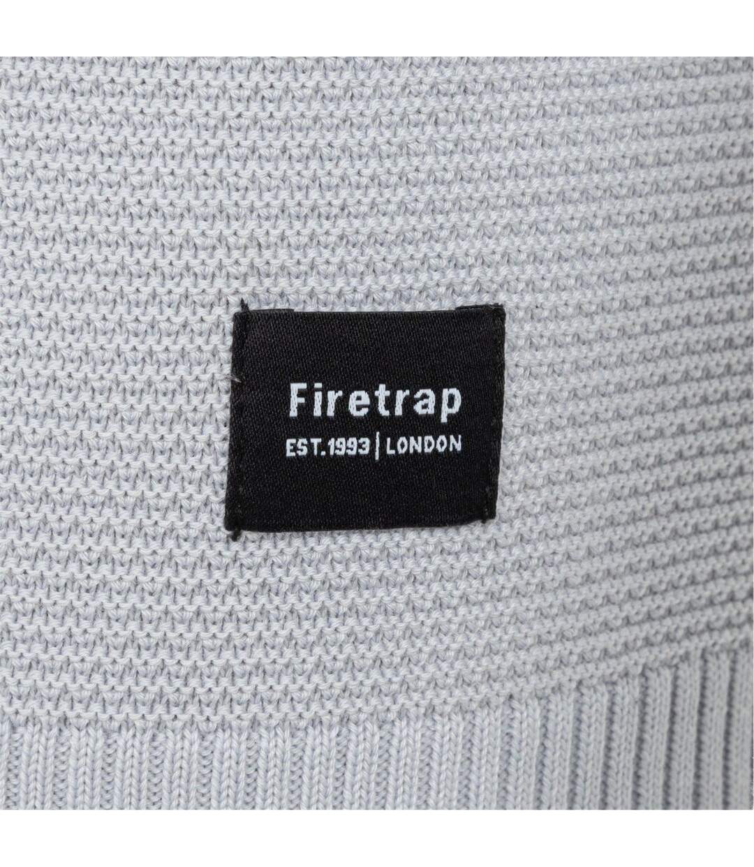 Mens Knitted Crew Neck Jumper Light Grey Firetrap-3