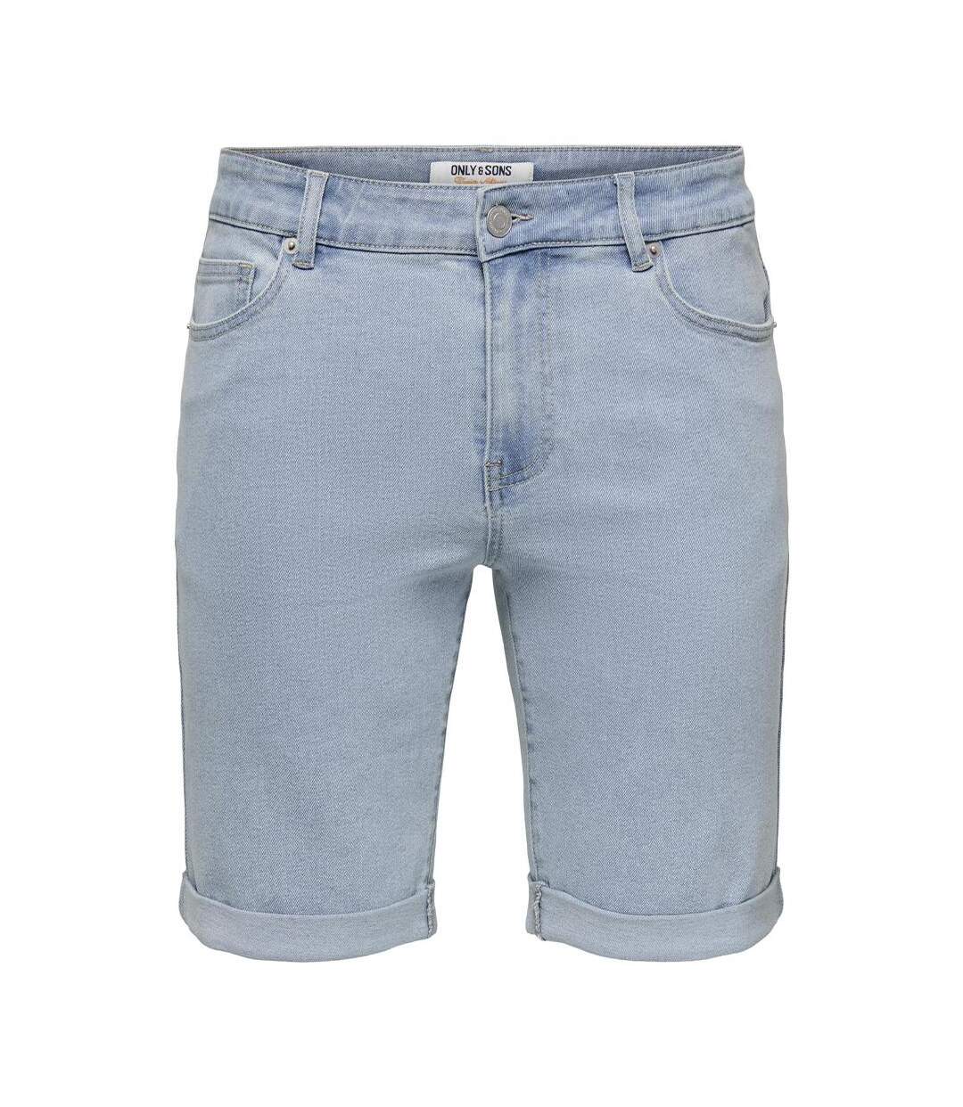 Short en jean bleu homme only & sons sply-1