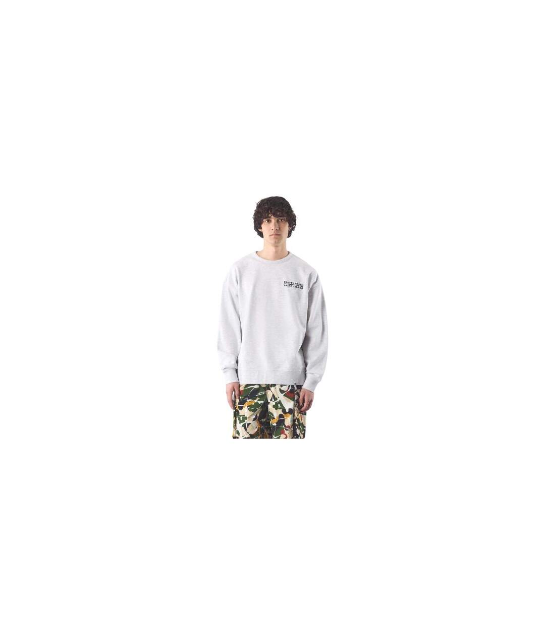 Mens Spike Island Lettering Sweatshirt Light Grey Pretty Green-1