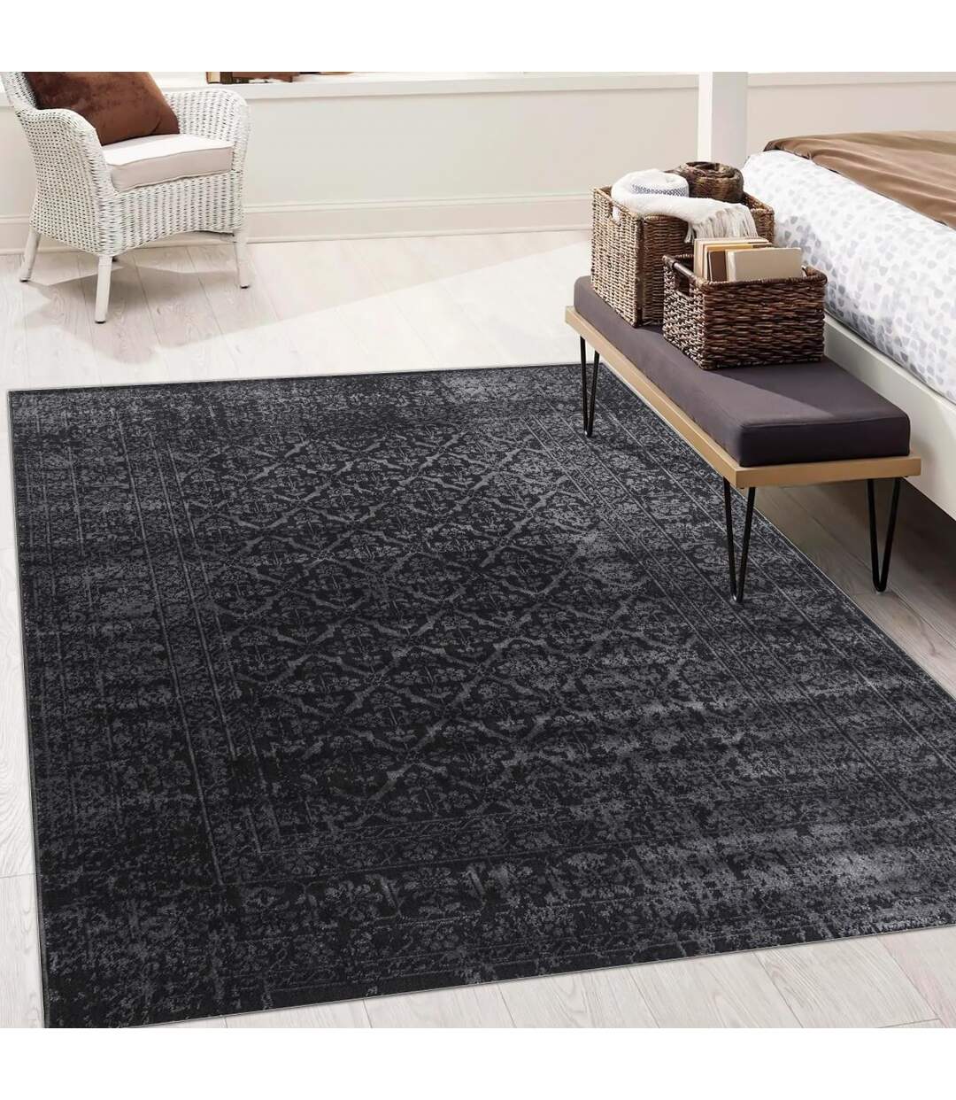 Tapis salon et chambre tissé motif faux uni NITOU 3