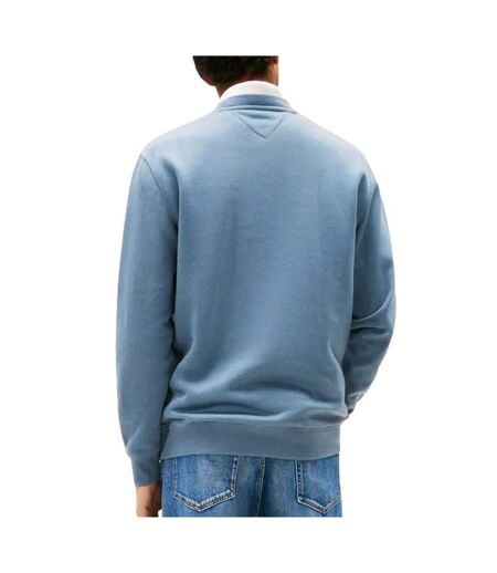 Sweat bleu homme tommy jeans flag crew - l