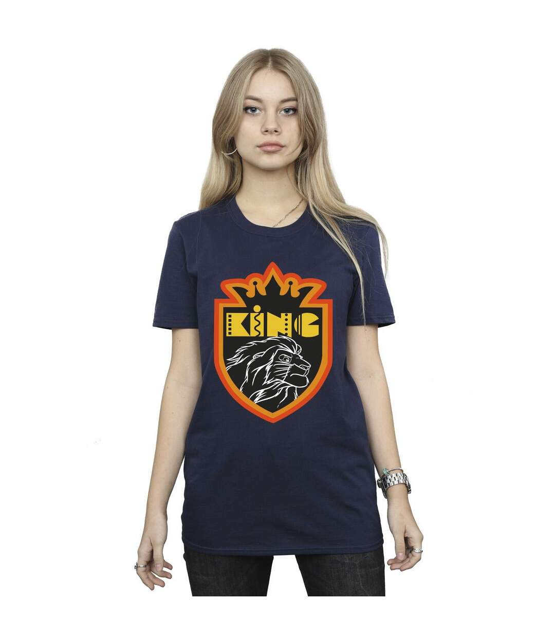 Disney Womens/Ladies The Lion King Crest Cotton Boyfriend T-Shirt (Bleu marine) - UTBI29450-2