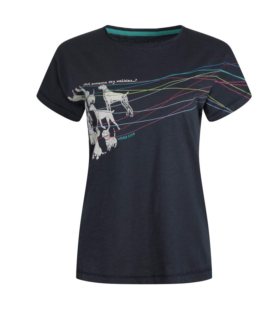 Womens/ladies lead the way organic cotton t-shirt navy Weird Fish-1