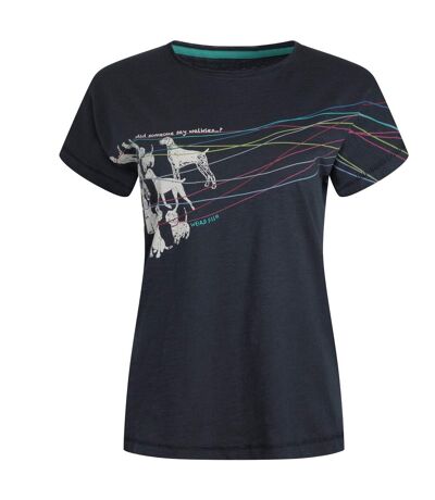 Womens/ladies lead the way organic cotton t-shirt navy Weird Fish