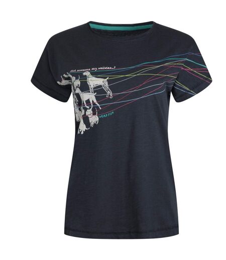 Womens/ladies lead the way organic cotton t-shirt navy Weird Fish