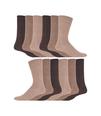 12 Pairs Mens Gentle Grip Top Diabetic Socks | Non Elastic Cotton Socks