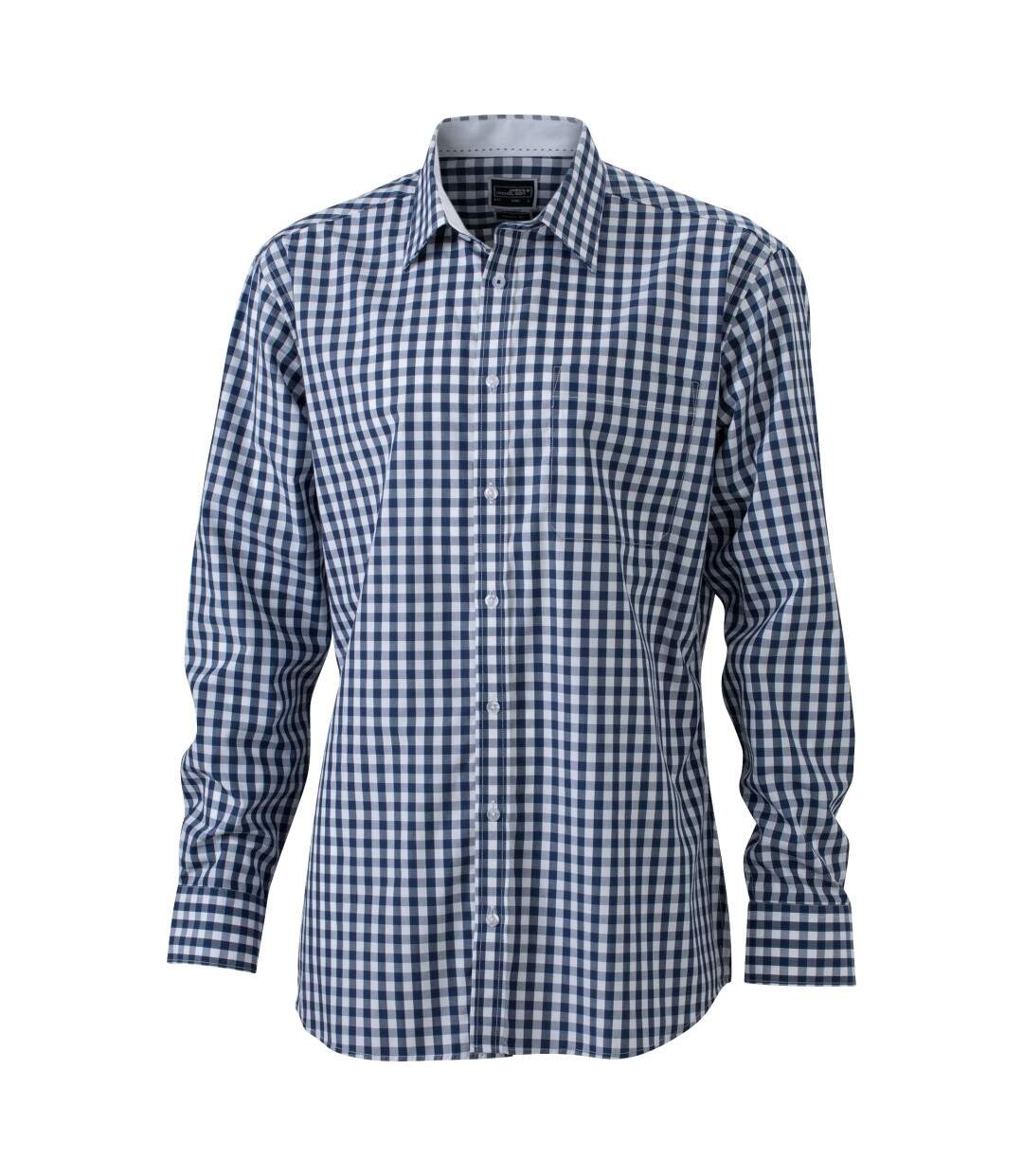 Chemise Motif/style À Carreaux Homme Bleu Marine Blanc James And Nicholson-1