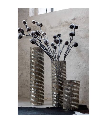 Vase Design en Verre Lignes 26cm Argent