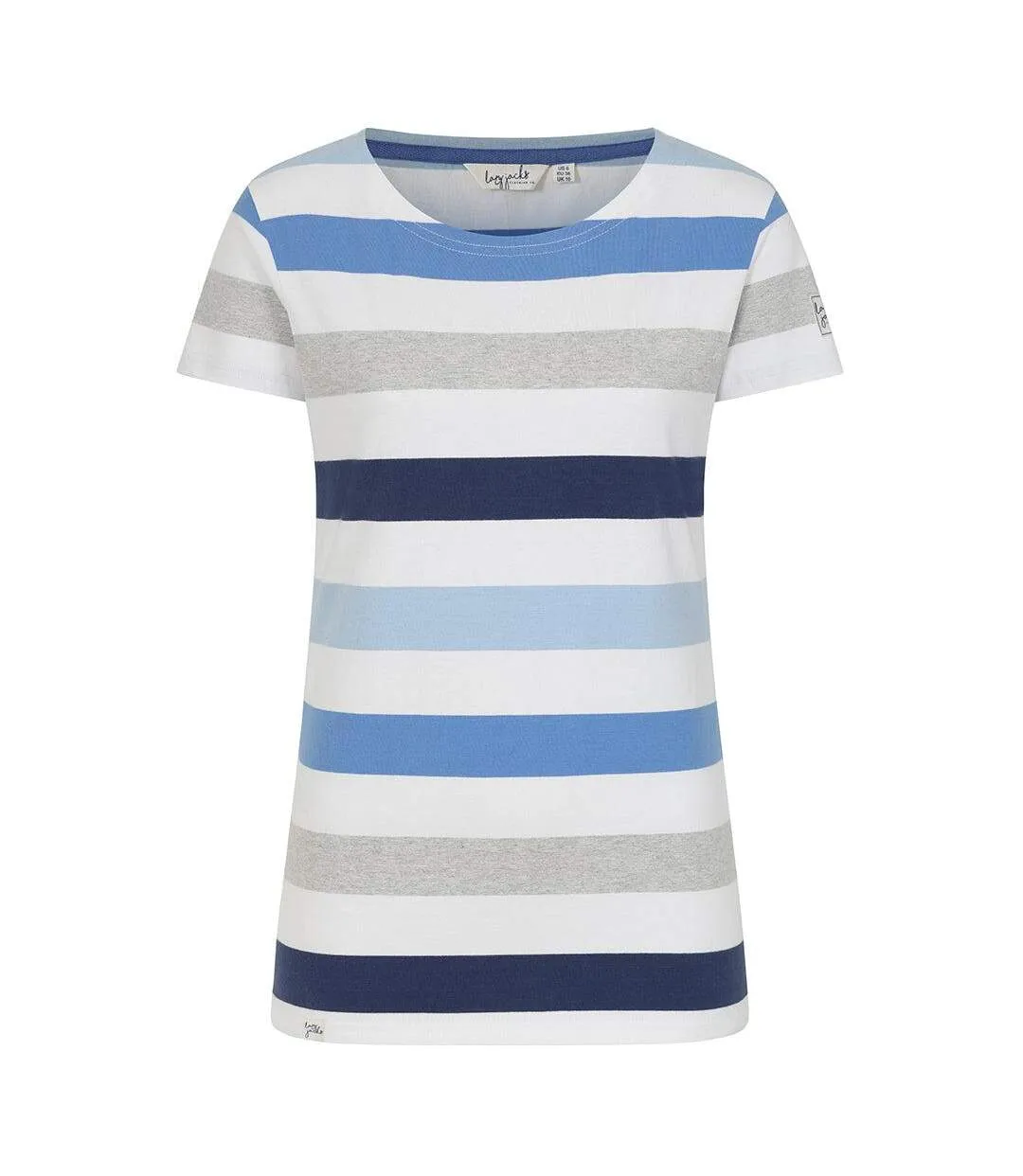 Womens/ladies Multi Stripe Breton Top Blue Lazy Jacks-2