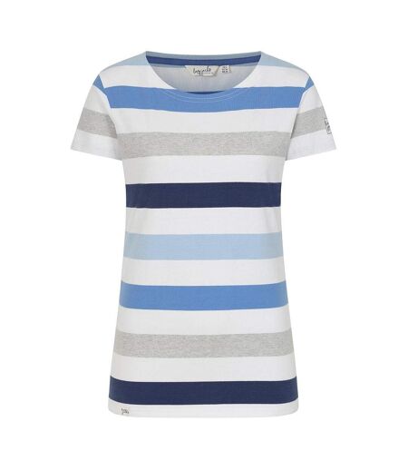 Womens/ladies Multi Stripe Breton Top Blue Lazy Jacks