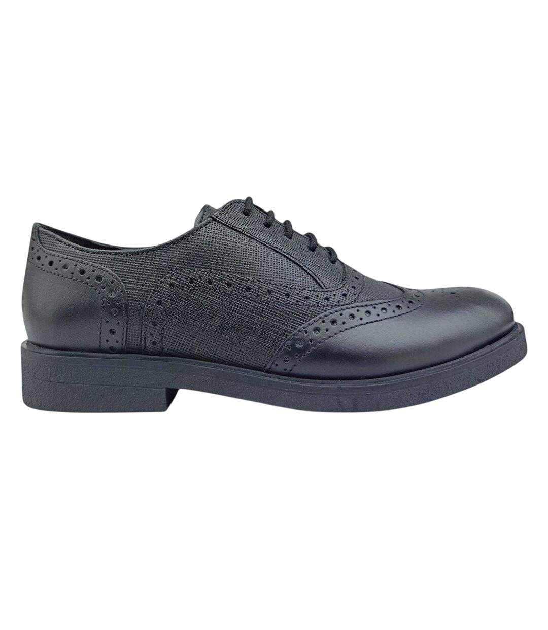 Womens/ladies Barbra Low Block Heel Brogues Black Firetrap-1