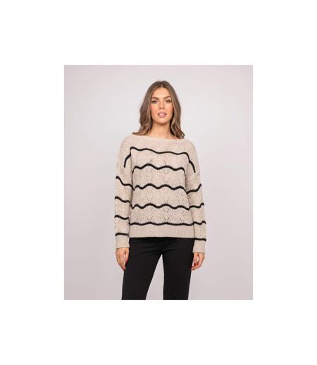 Pull ajouré vagues contrastées KORLIA - Dona X Lisa