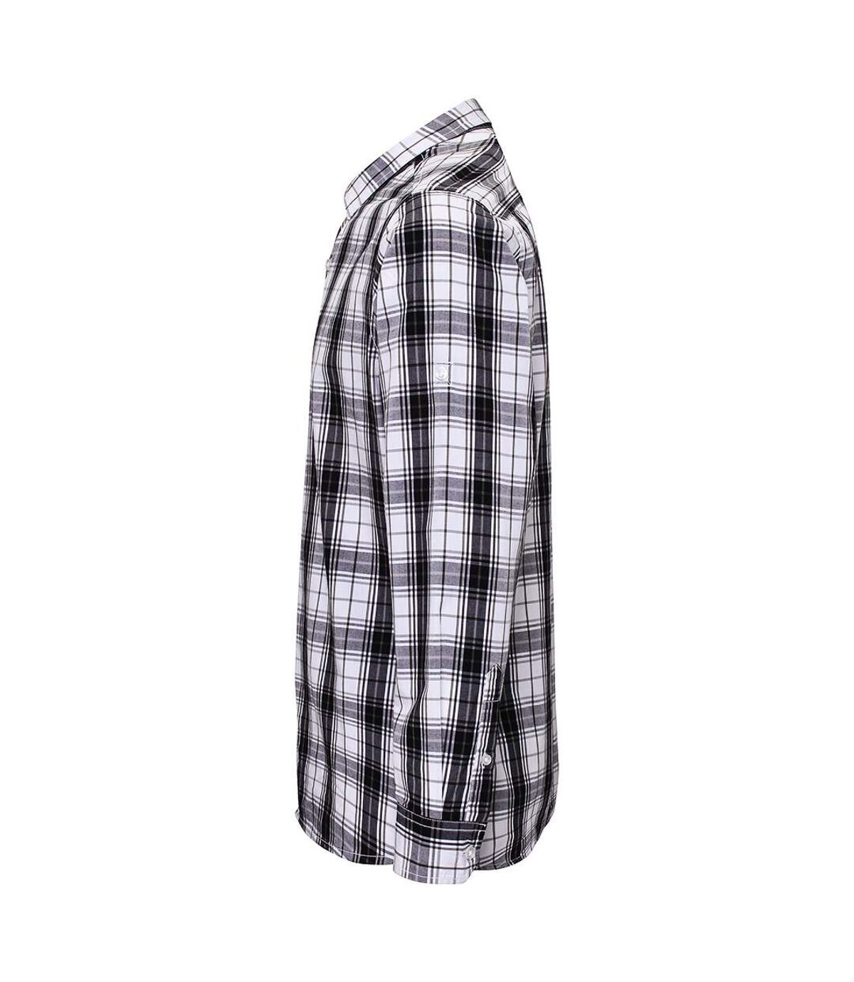 Premier Mens Ginmill Check Long Sleeve Shirt (Black/White) - UTPC3102