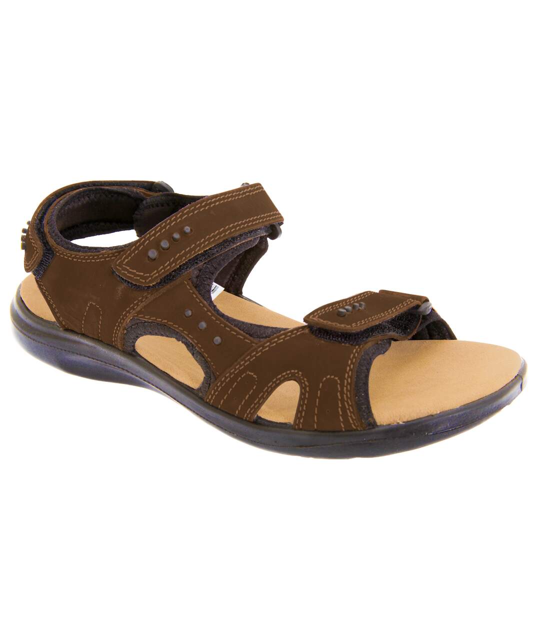 Sandales de sport en cuir homme marron Roamers