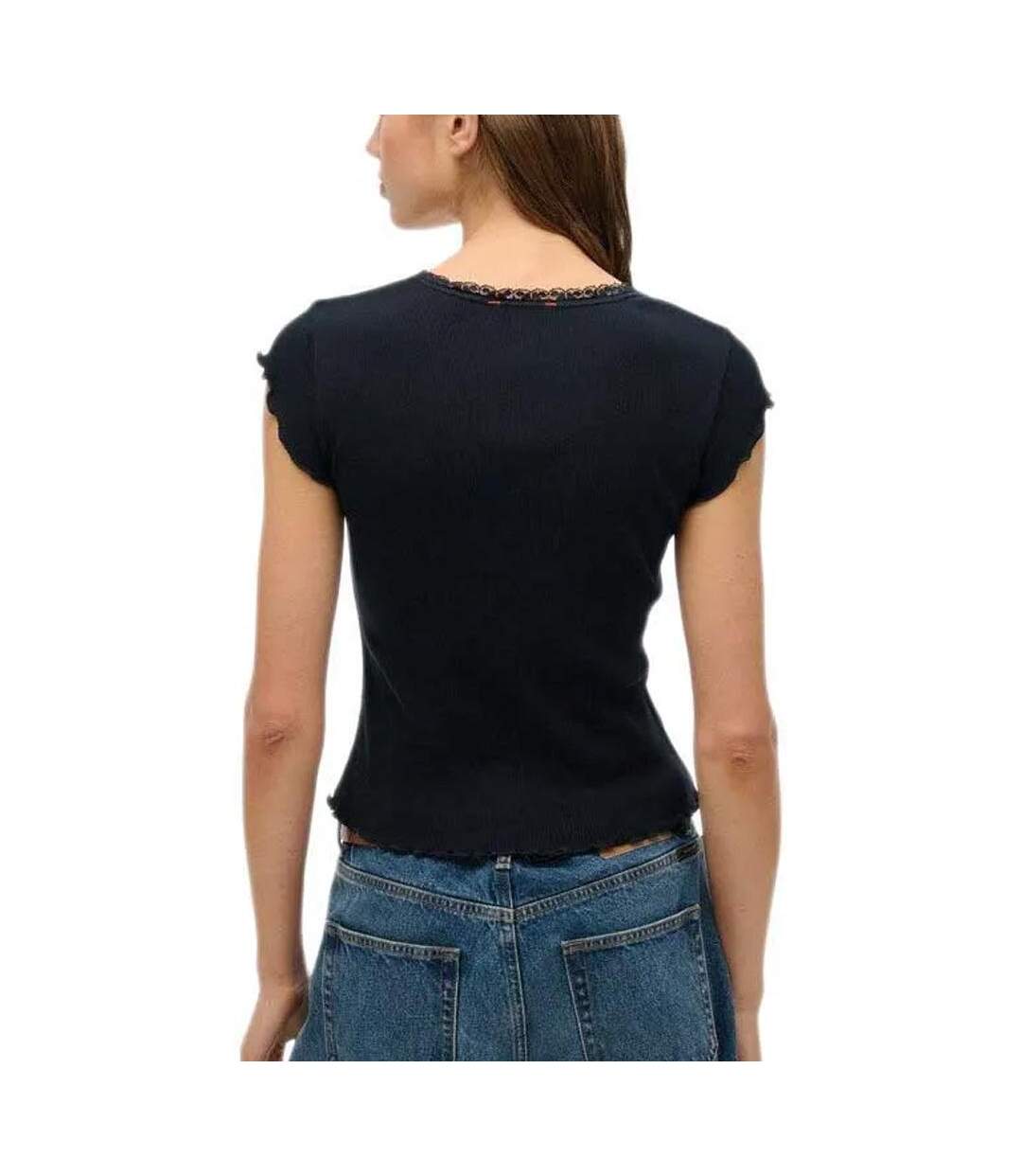 T-Shirt noir femme superdry essential square-2