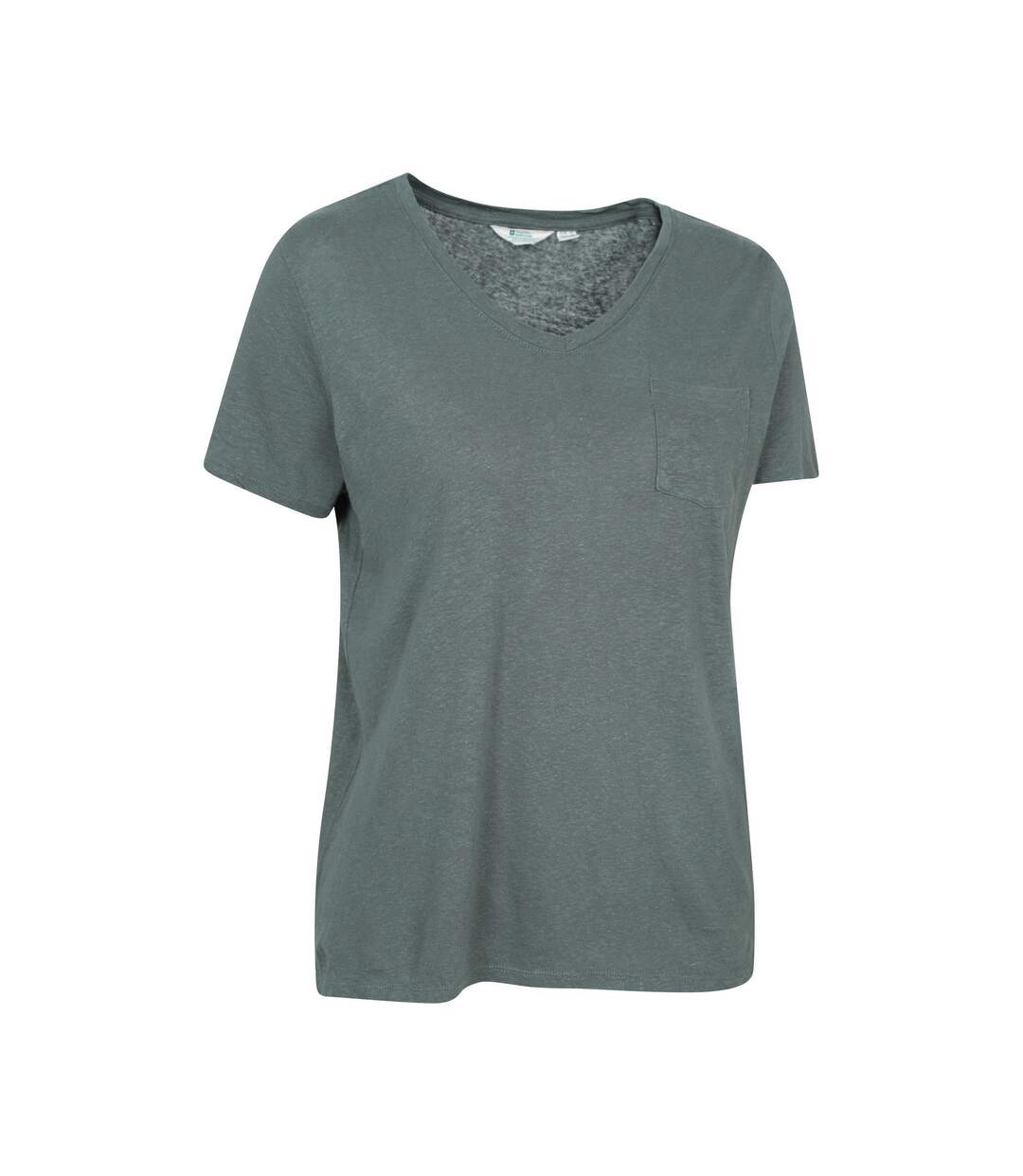 Womens/ladies Slub Linen Blend T-shirt Khaki Green Mountain Warehouse-3